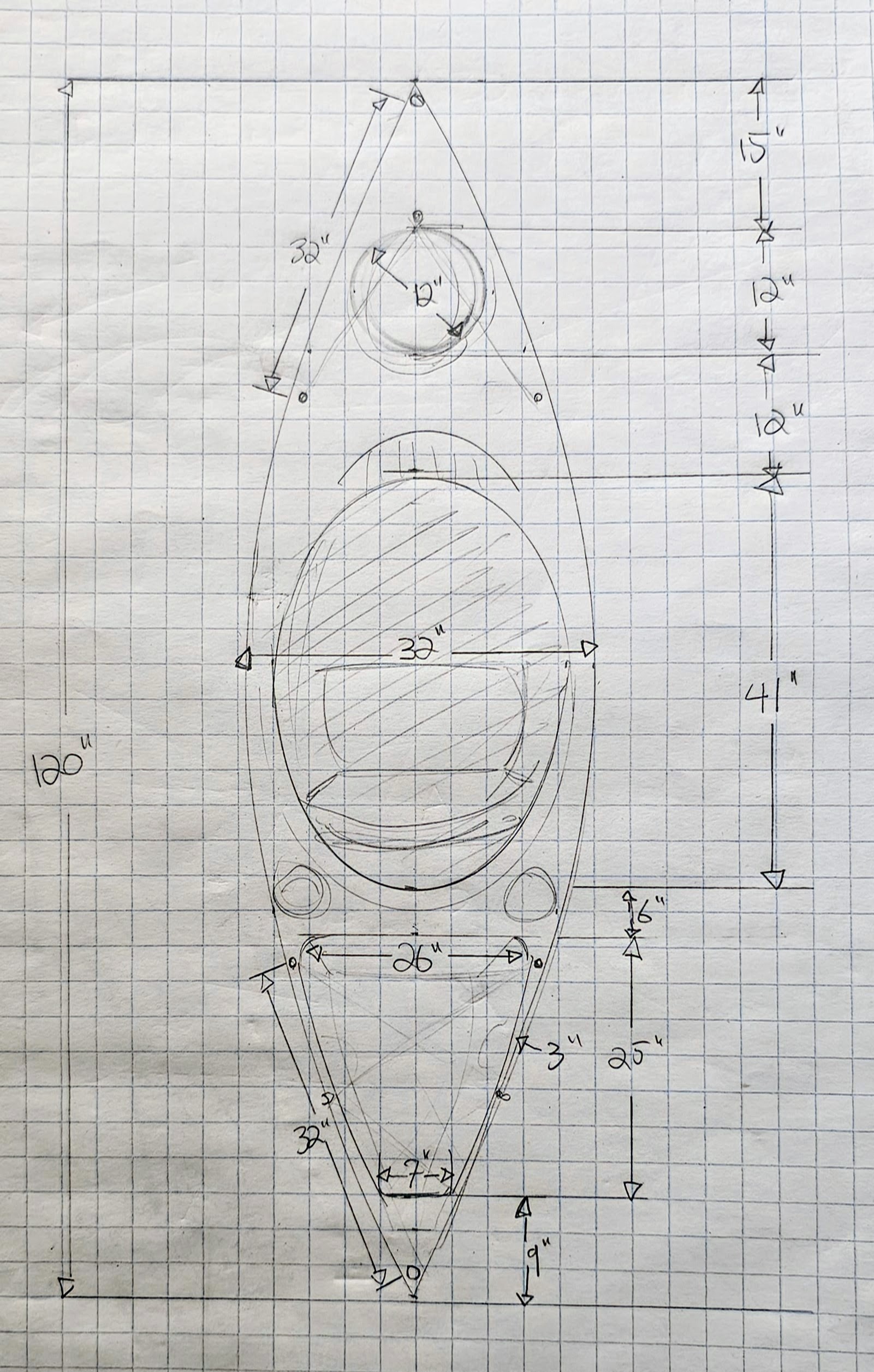 sketch de kayak